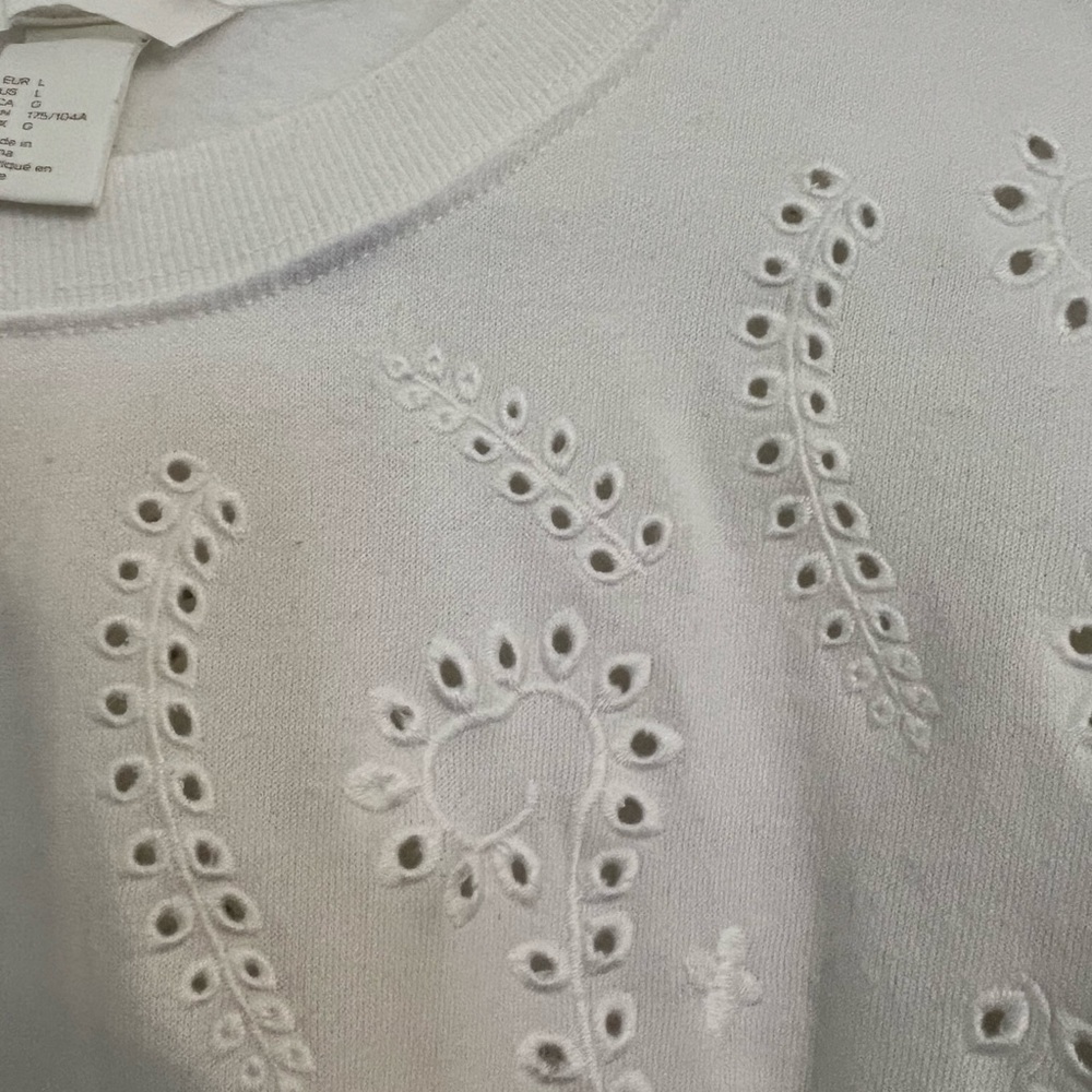 White H&M sweatshirt with see through detail